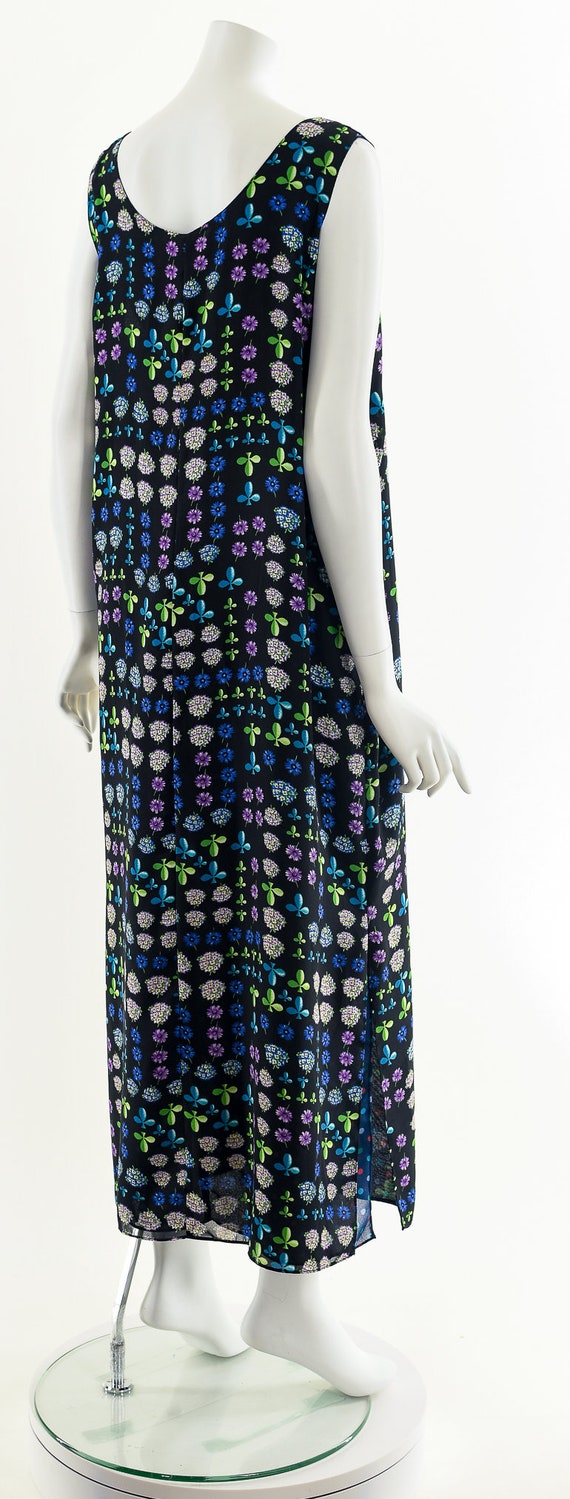 Navy Blue Printed Reversible Chiffon Maxi Dress - image 6