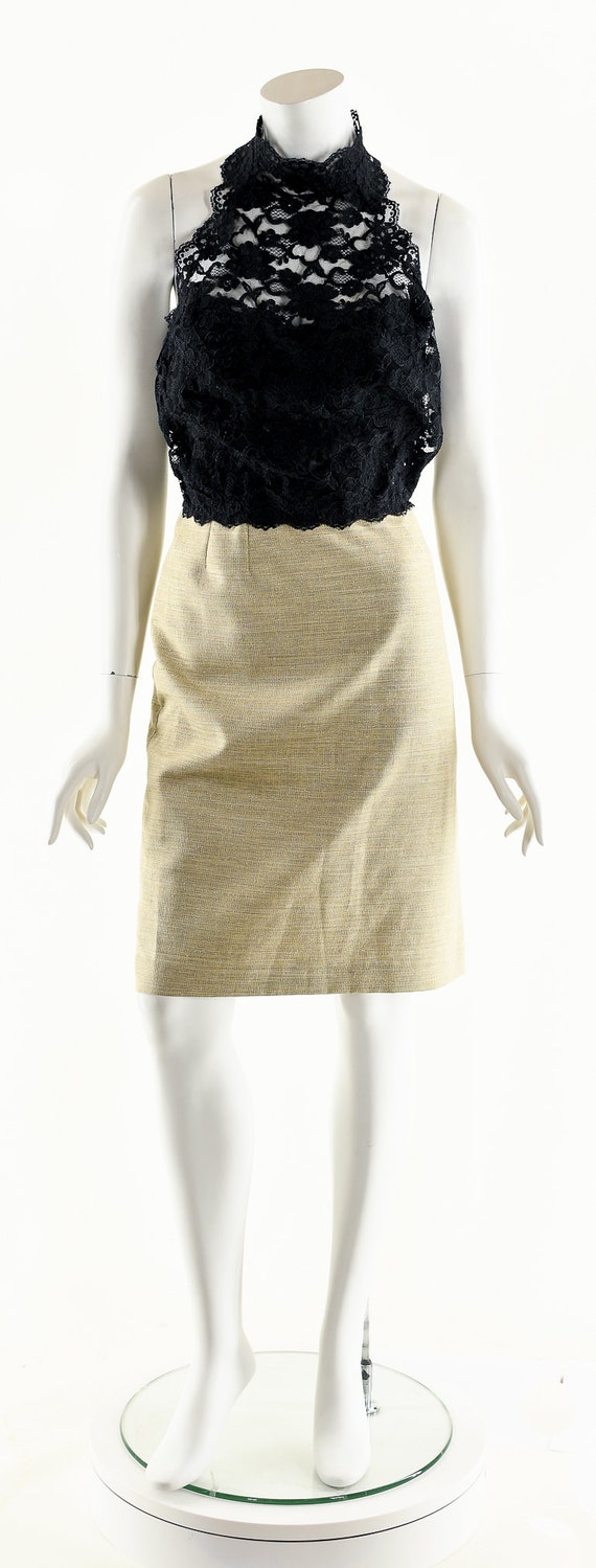 Beige Linen Skirt,Tan Gold Skirt,Metallic Gold Pe… - image 4