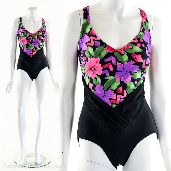 Neon Tropical Swimsuit,Vintage 80s Swimsuit,Tropi… - image 6