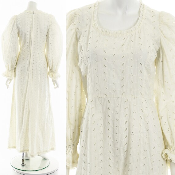 White Eyelet Victorian Bohemian Dress - image 2