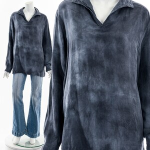 Blue Mineral Wash Linen Blouse