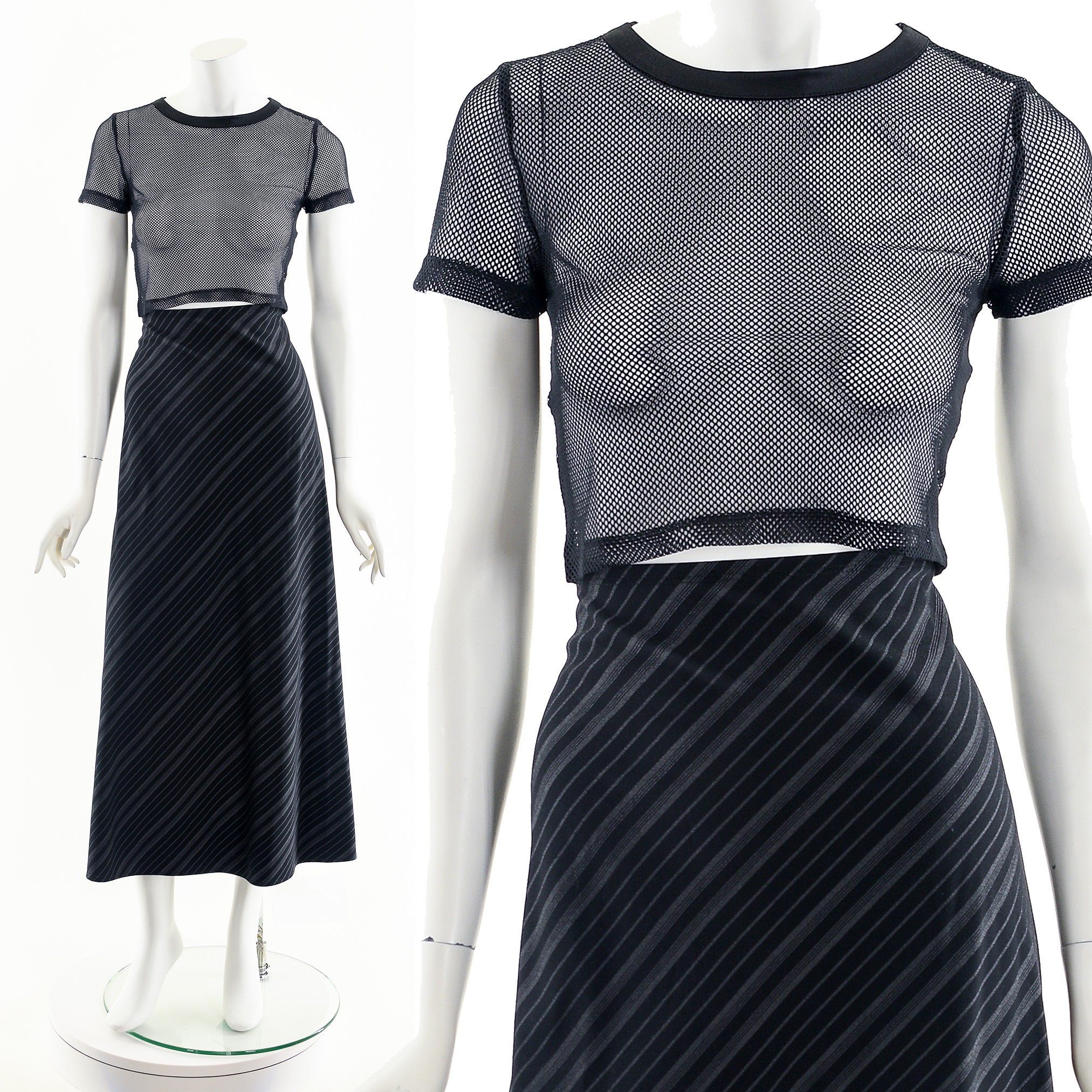 Asymmetric Striped Midi Skirt - Etsy