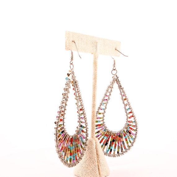 metallic rainbow peacock earrings,bohemian rainbo… - image 4