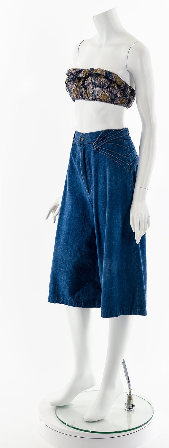 Denim Hippie Palazzo Pants Culottes 70s - image 10