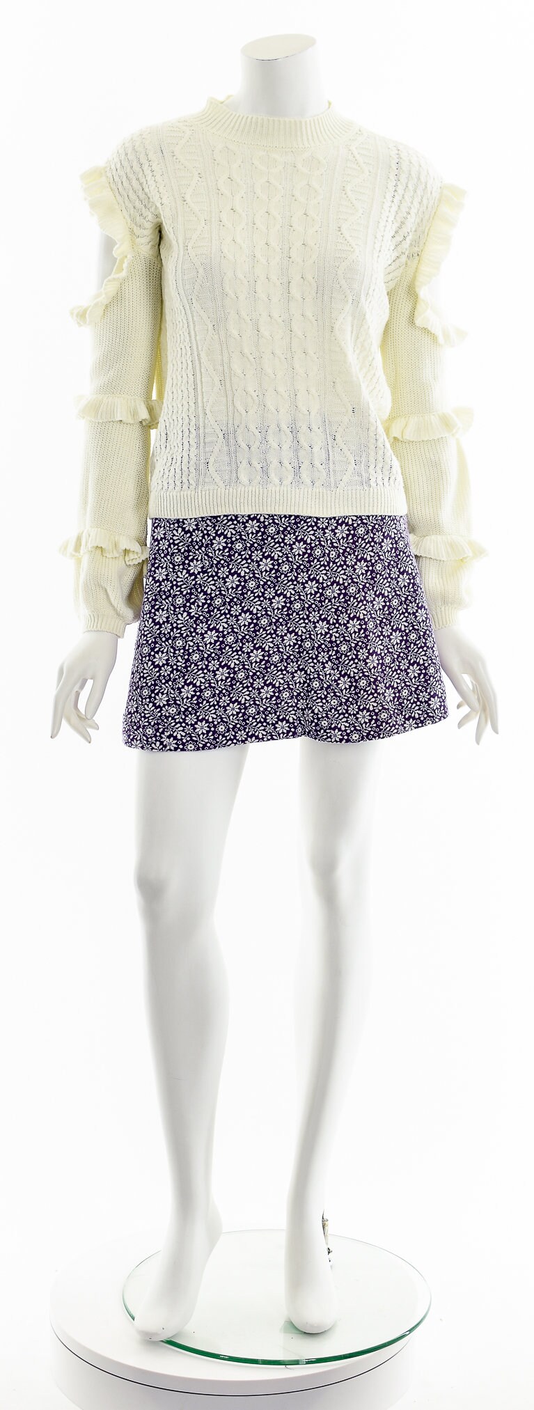 Cutout Ruffle Frill Cableknit Sweater Y2K - Etsy