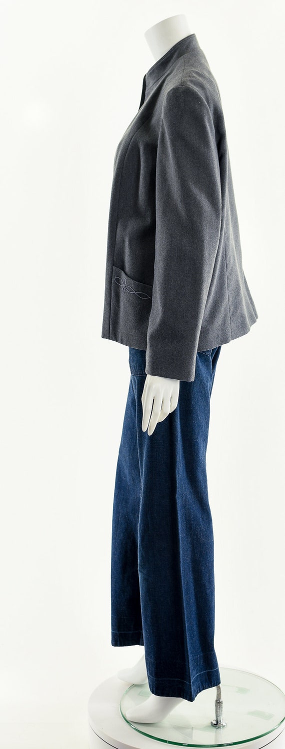 Gray Minimalistic Woolen Jacket - image 9