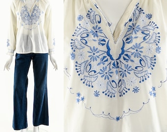 Embroidered Bohemian Peasant Blouse 70s