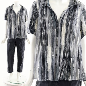 Shades of Gray Abstract Button Up