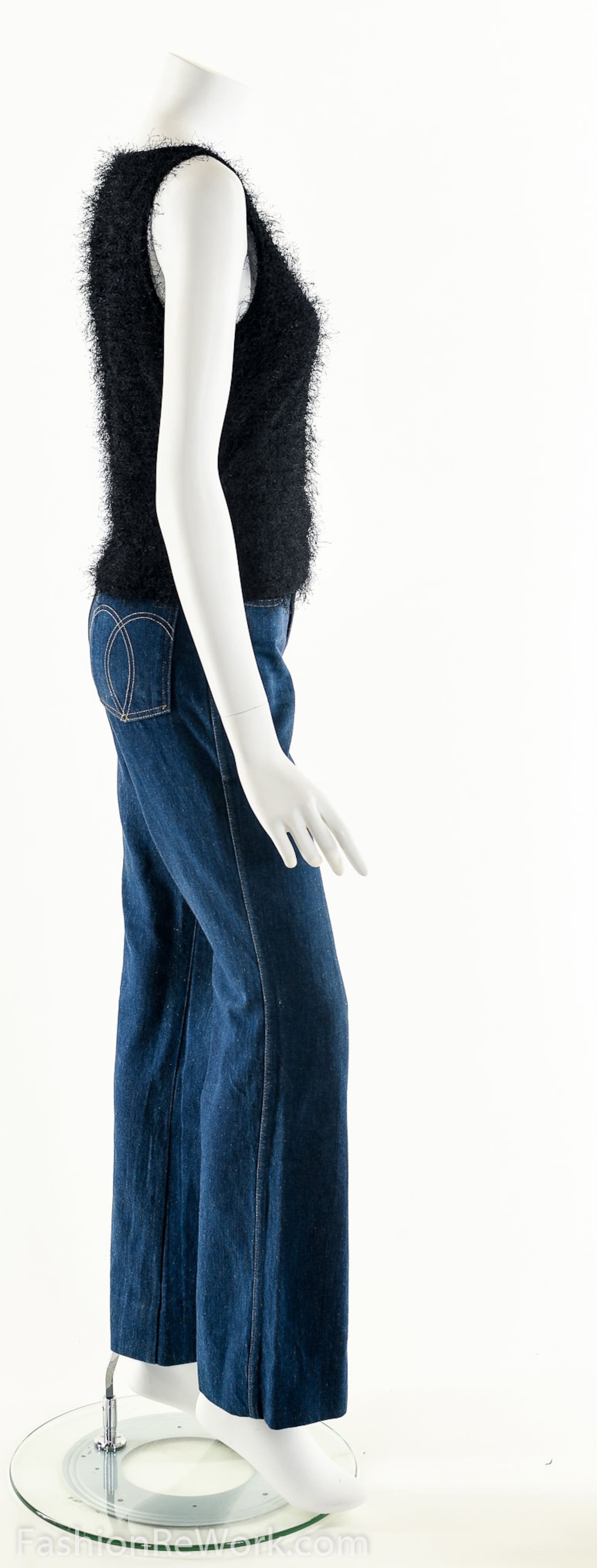 90s Fuzzy Top Black Fuzzy Tank Top Sleeveless Shell Black | Etsy