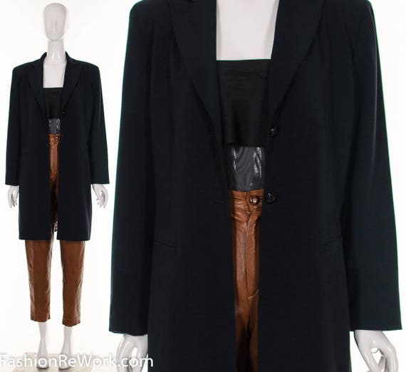 Vintage 90's Pret a Porter Black Long Duster Blaze