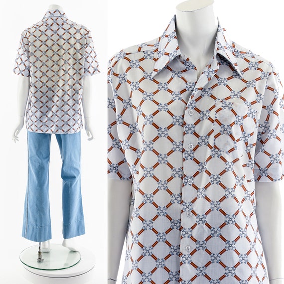 Light + Breezy Patterned Short Sleeve Button Up 7… - image 2