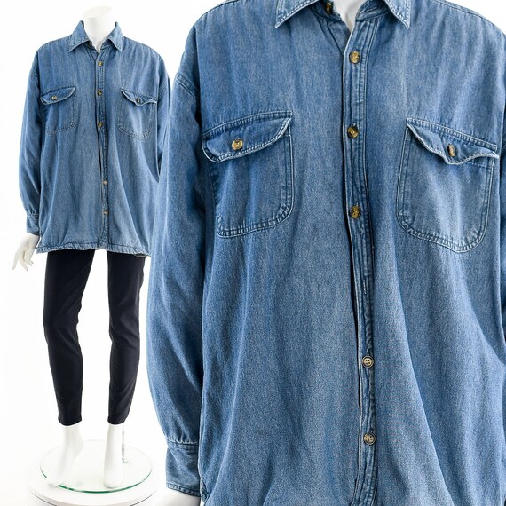 denim sherpa jacket,overszied lined chambray coat… - image 1