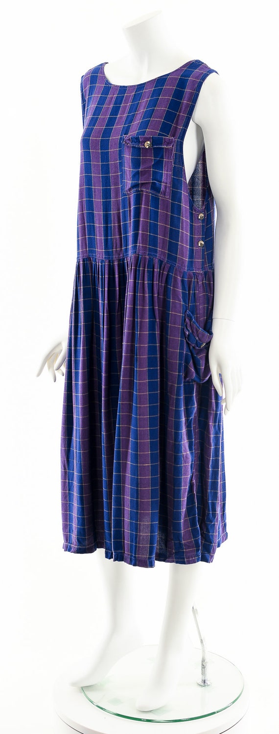 Rayon India Dress,Plaid Purple Midi Dress,Vintage… - image 10