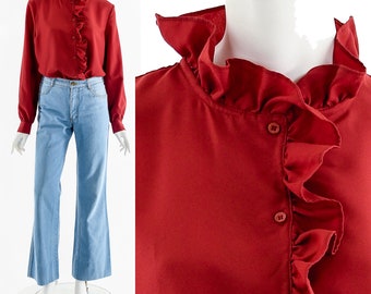 Red Ruffle Collar Blouse