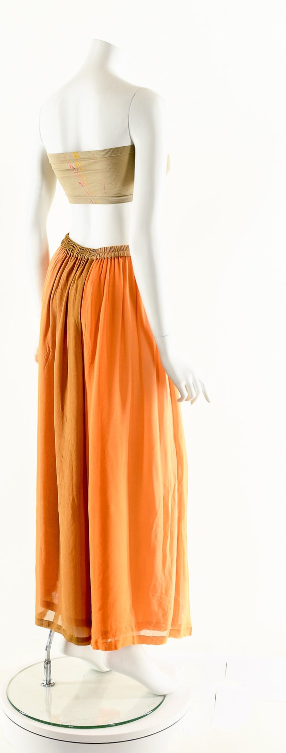 Watercolor Huge Silk Pants,Orange Ombre Palazzo P… - image 6