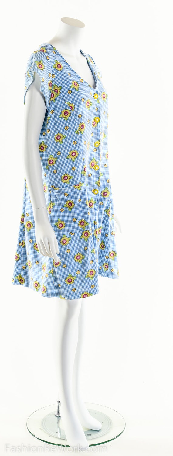 90s SUNFLOWER Romper,Blue Gingham Jumpsuit,Kawaii… - image 2