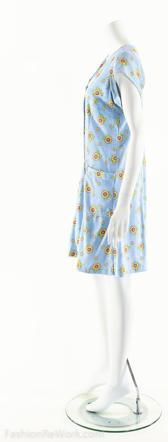 90s SUNFLOWER Romper,Blue Gingham Jumpsuit,Kawaii… - image 5