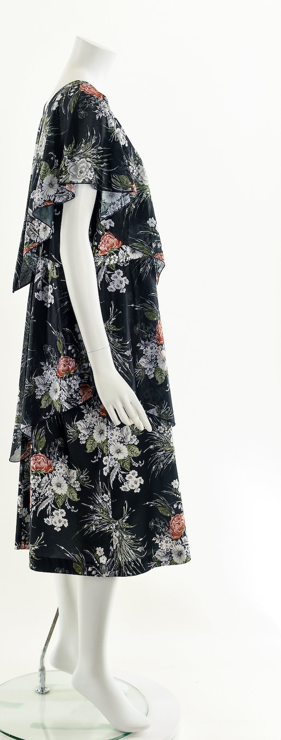 Black Floral Flowy Midi Dress - image 5