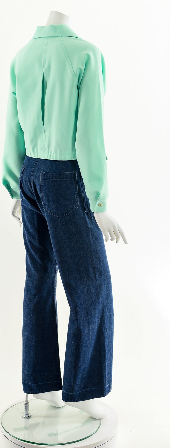 Mint Green Cropped Jacket, Vintage Crop Top, Butt… - image 6