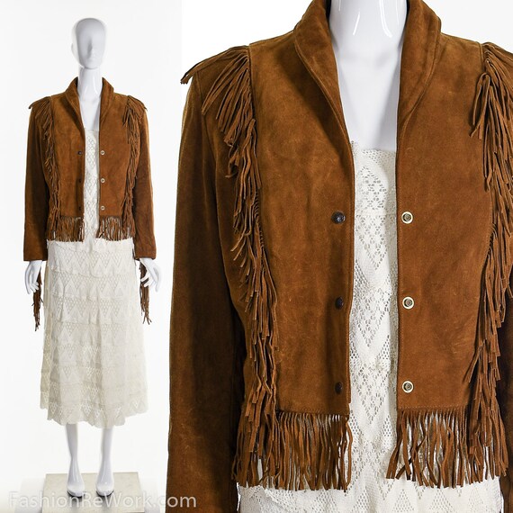 Suede Fringe Jacket,Western Leather Jacket,Cropped
