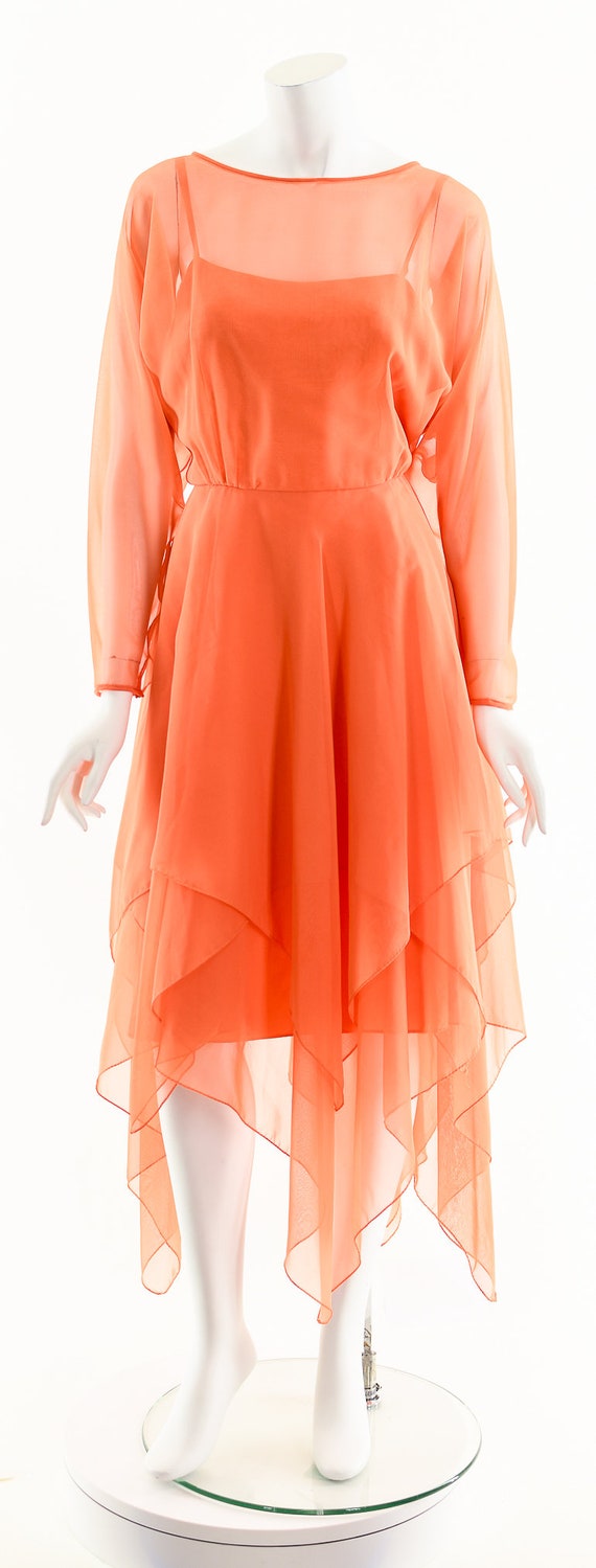 Peach Chiffon Silk Maxi Dress,Royal Blue Goddess … - image 4