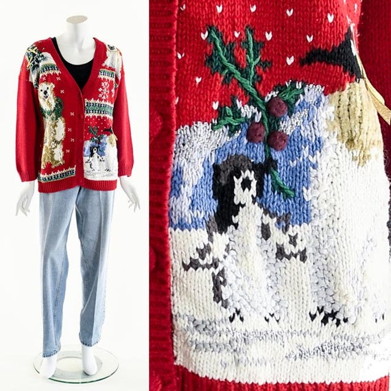 Ugly Christmas Sweater,Festive Holiday,Penguin,Pol