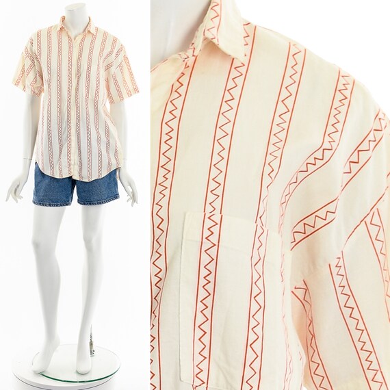 Tribal Zig Zag Open Back Button Down Top - image 3