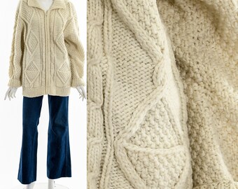 Fisherman Wool Cable Knit Sweater Cardigan