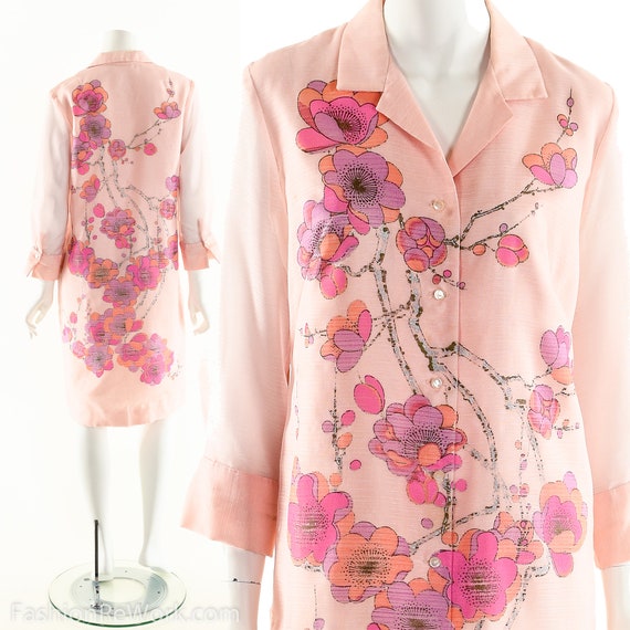 ALFRED SHAHEEN Dress,60s Cherry Blossom Dress,Han… - image 2