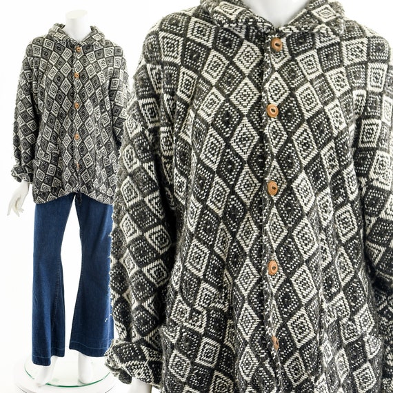Diamond Alpaca Duster,Alpace Wool Sweater,Vintage… - image 3