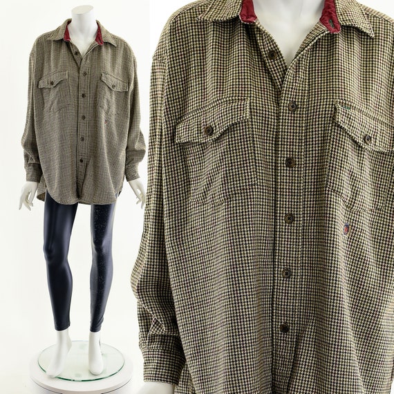 Tommy Hilfiger wool houndstooth button up - image 2