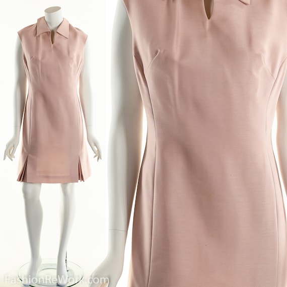 Baby Pink Dress, Sheath Dress, 50's Dress, Mod Dr… - image 1