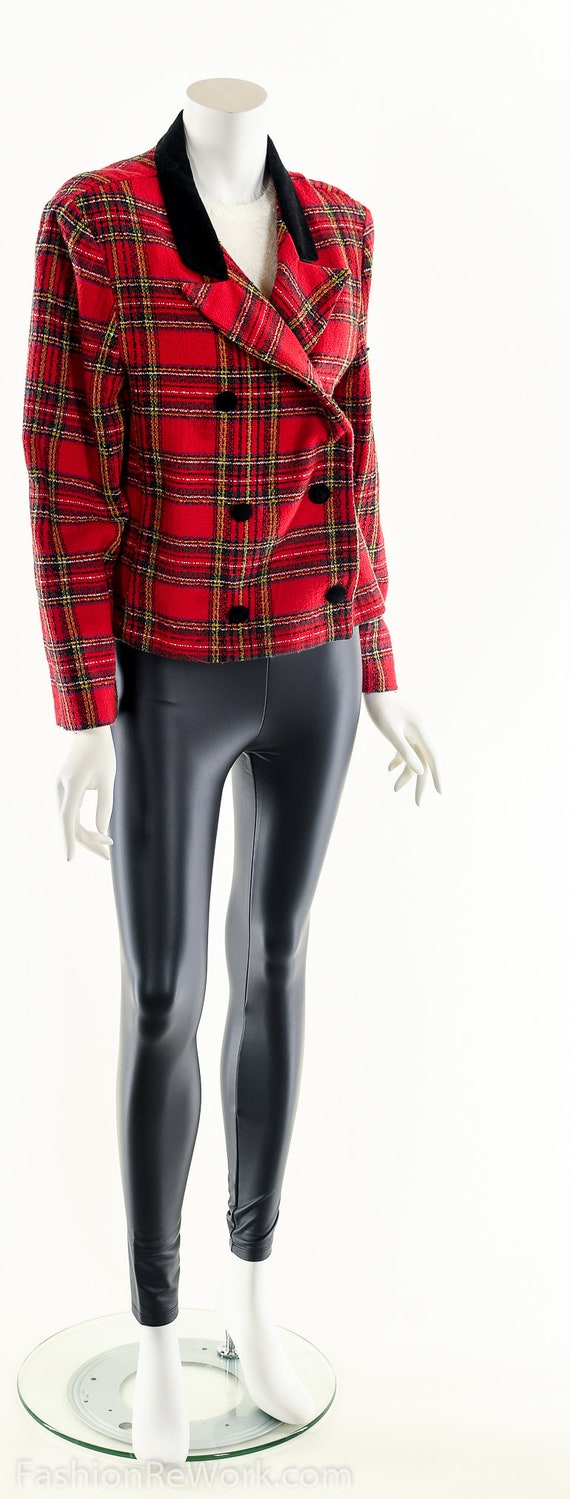 Cropped Plaid Jacket,Red Cluless Jacket,Double Br… - image 2