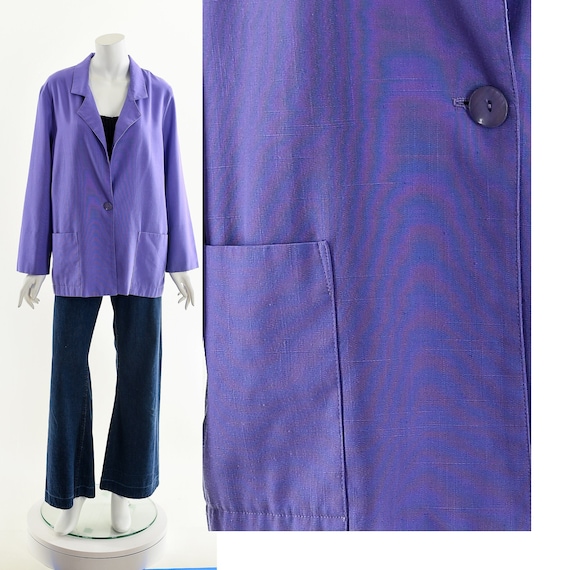 Purple Linen 90s Power Blazer