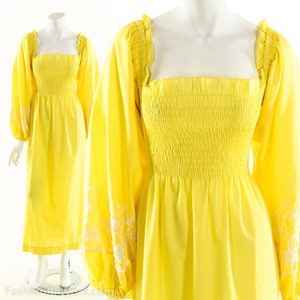 Embroidered Boho Balloon Sleeve Dress 60s