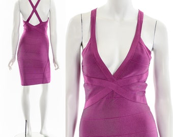 Raspberry Bandage Halter Mini Dress