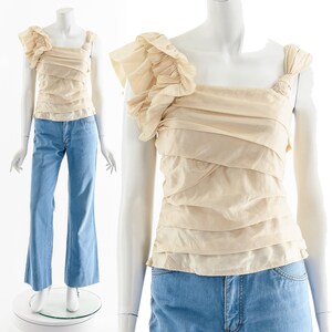 Asymmetric White Ruffle Top