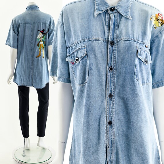 Devil on My Shoulder Chambray Button Down - image 3