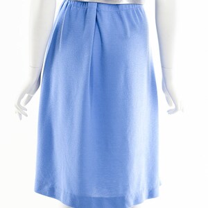 blue knit tshirt dress,80s knit fit and flare dress,mock neck dress, image 7