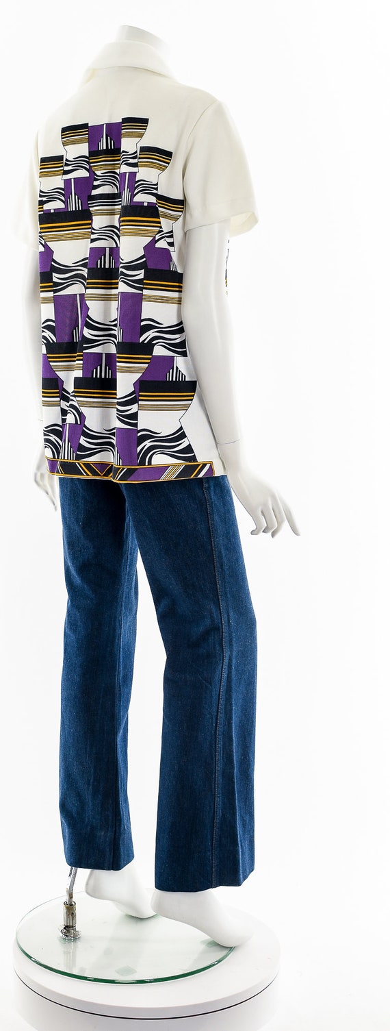 Psychedelic All Over Print Button Down Top - image 6