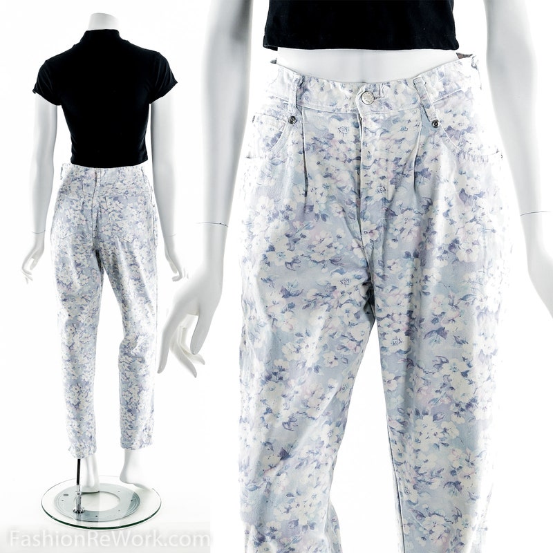 90's Blue High Waist Floral Mom Jeans, Grannycore by Sanibel Sport
