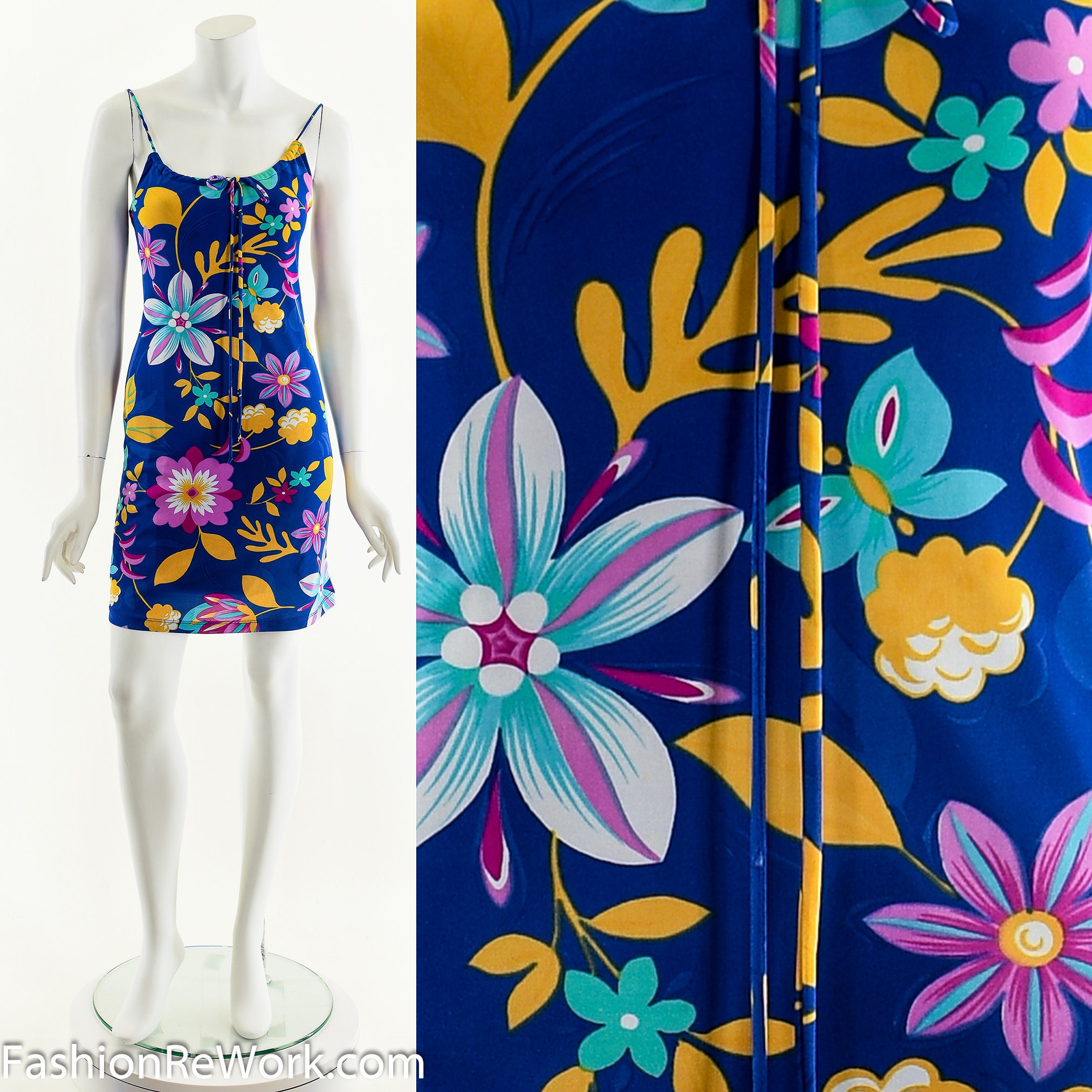Tropical Hibiscus Print Mini Dress 00's Y2k - Etsy