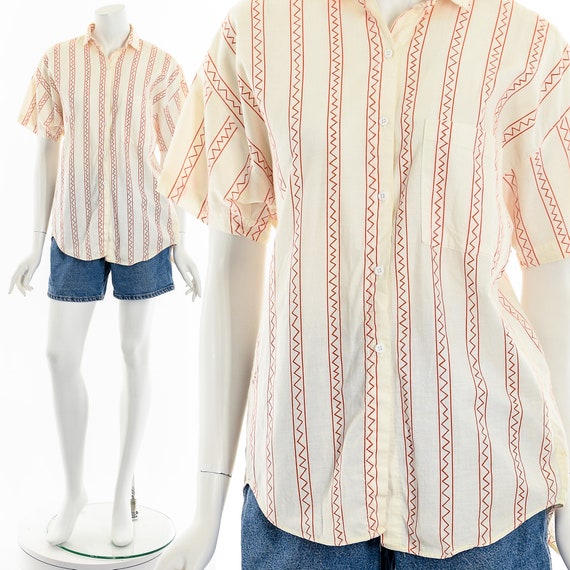 Tribal Zig Zag Open Back Button Down Top - image 2