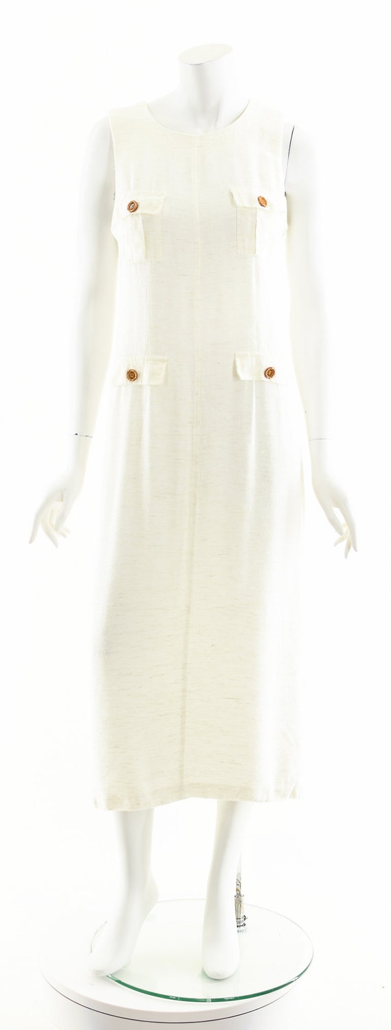 White Safari Dress, Utilitarian Linen Summer Dress - image 4