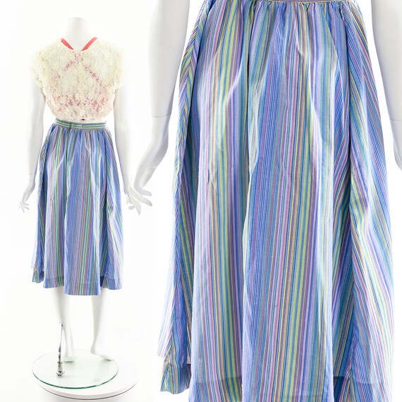 Pastel Striped Midi Skirt,Rainbow Pastel Skirt,Vi… - image 2