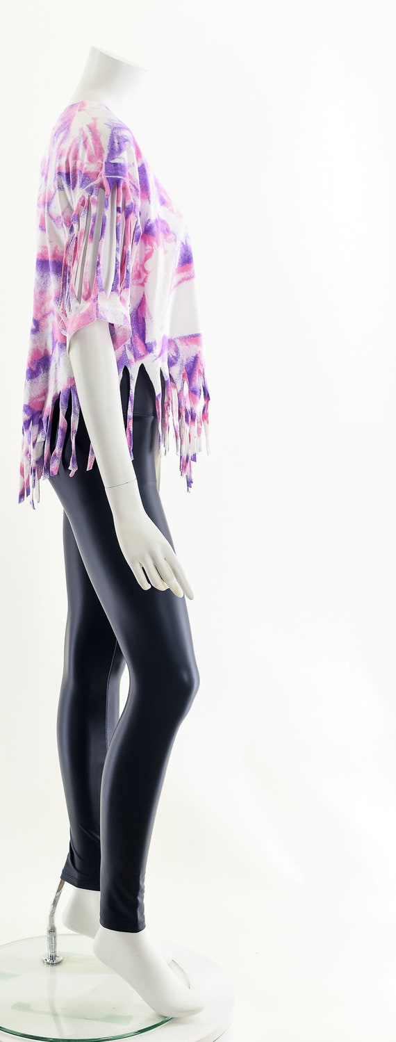 airbrush fringe crop top,80s tear tshirt,Slashed … - image 5