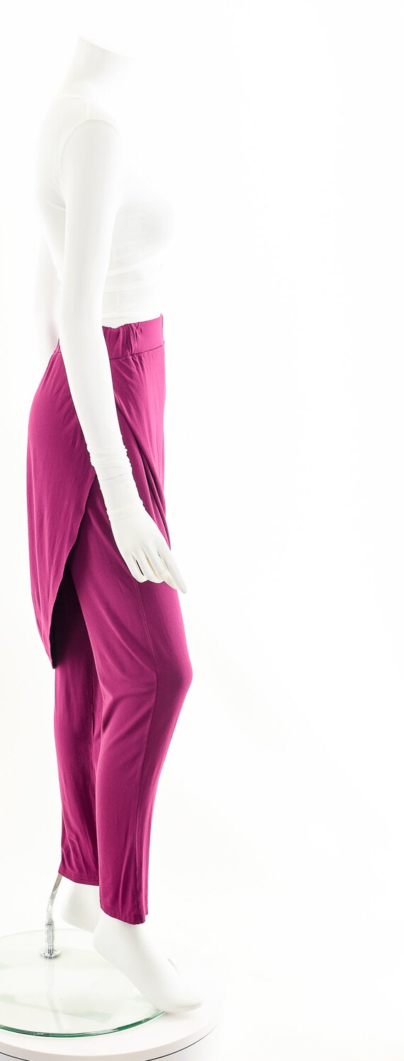 asymmetric harem pants,pink stretchy pants,stretc… - image 5