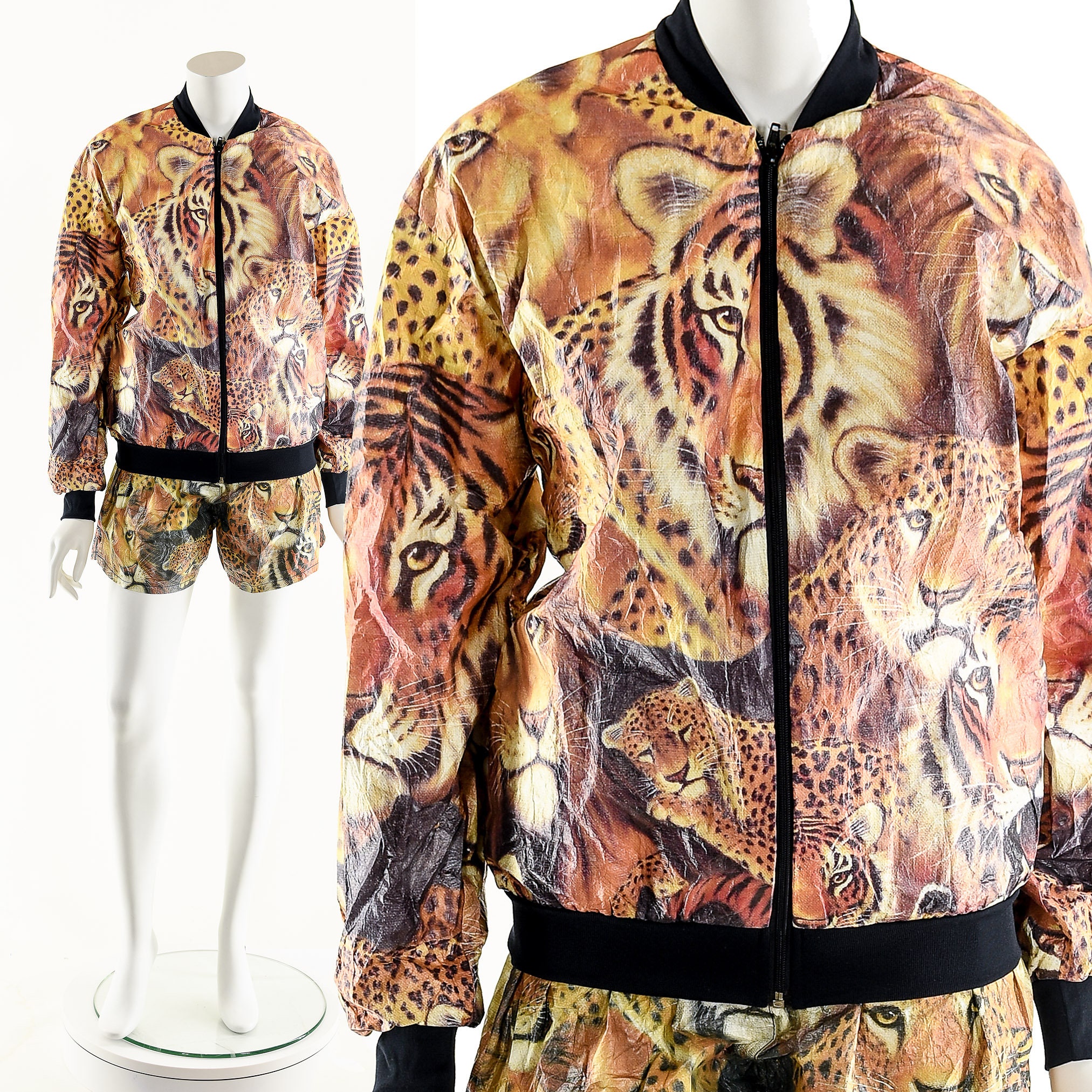 Eye of the Tiger Vintage Tyvek Bomber Jacket,tiger Cat Tyvek