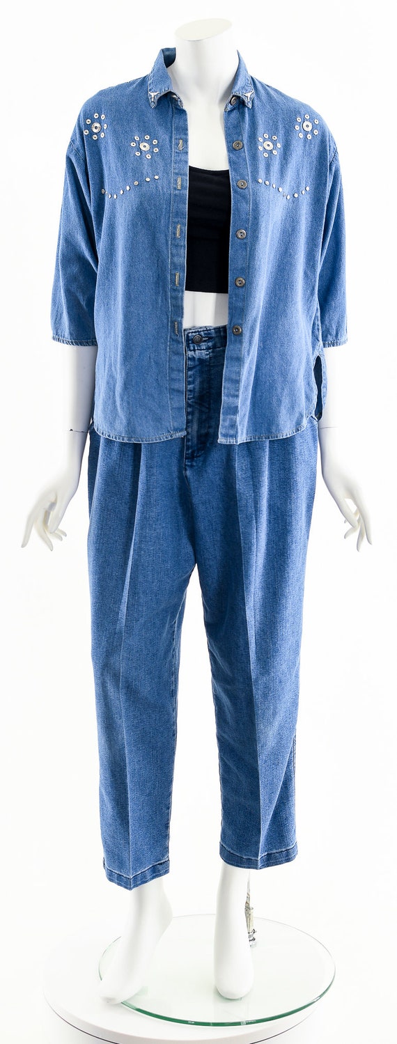 Studded Chambray Button Down 90s - image 4