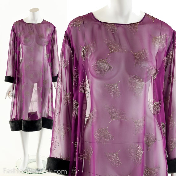 Sheer Silk Dress,Fur Trimmed Dress,Flapper Dress,G